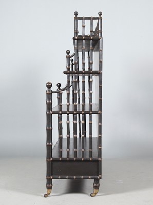 Lot 348 - Black Painted Faux Bamboo Etagere