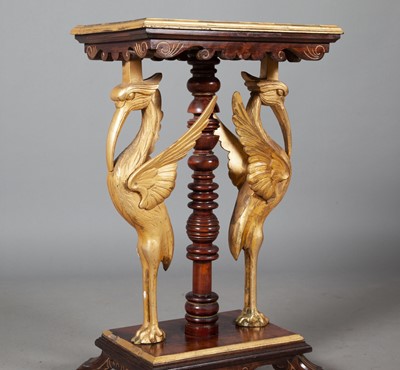 Lot 370 - Continental Stained and Giltwood Egret Table