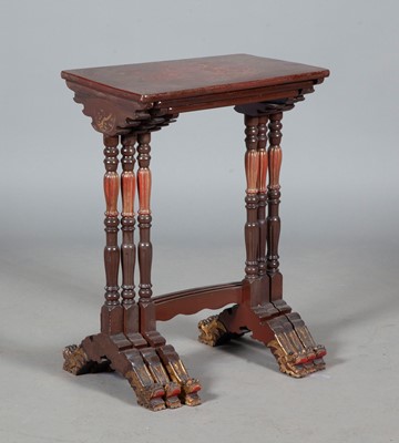 Lot 346 - Nest of Three Lacquered and Gilt Decorated Tables