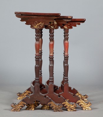 Lot 346 - Nest of Three Lacquered and Gilt Decorated Tables