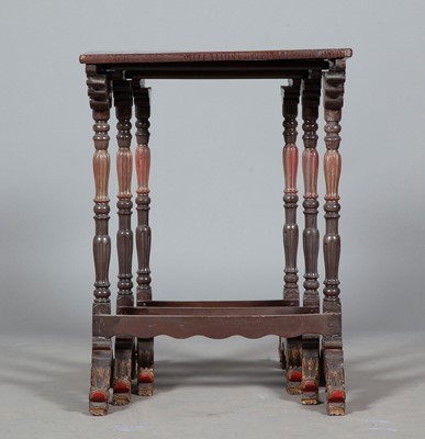 Lot 346 - Nest of Three Lacquered and Gilt Decorated Tables