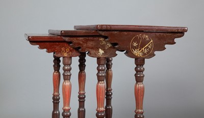 Lot 346 - Nest of Three Lacquered and Gilt Decorated Tables