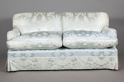 Lot 317 - Blue Damask Upholstered Two-Seat Sofa