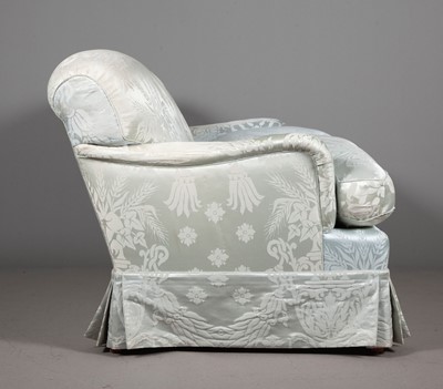 Lot 317 - Blue Damask Upholstered Two-Seat Sofa