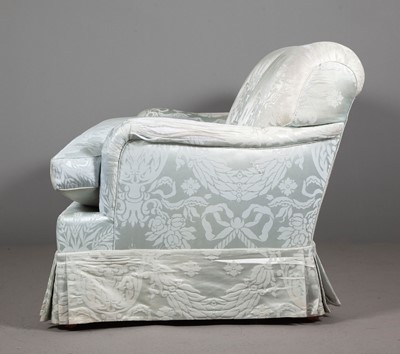 Lot 317 - Blue Damask Upholstered Two-Seat Sofa