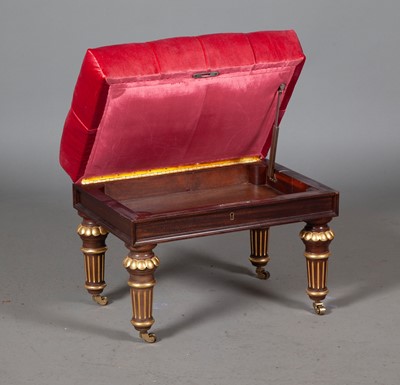 Lot 295 - Regency Style Parcel Gilt Mahogany Tufted Storage Stool