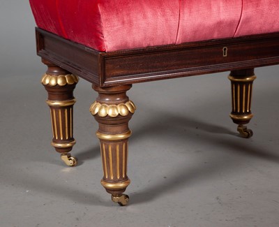 Lot 295 - Regency Style Parcel Gilt Mahogany Tufted Storage Stool