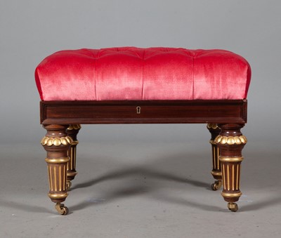 Lot 295 - Regency Style Parcel Gilt Mahogany Tufted Storage Stool