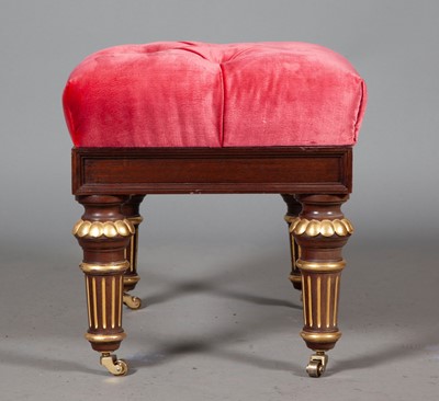 Lot 295 - Regency Style Parcel Gilt Mahogany Tufted Storage Stool