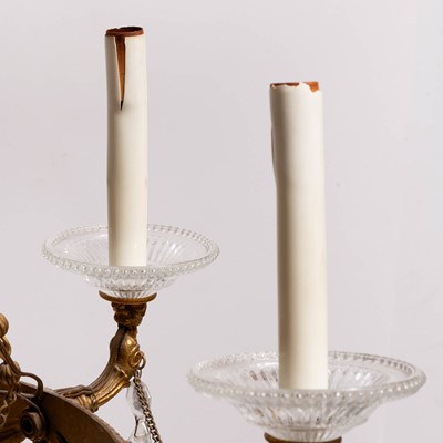Lot 326 - Empire Style Gilt-Metal and Pressed Glass Six-Light Chandelier