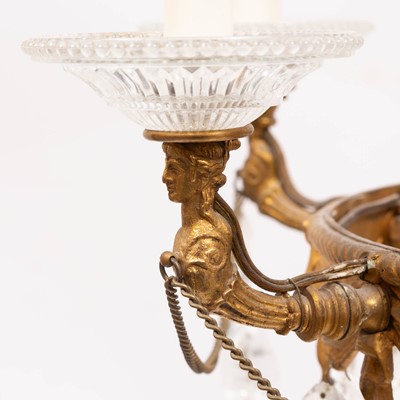 Lot 326 - Empire Style Gilt-Metal and Pressed Glass Six-Light Chandelier