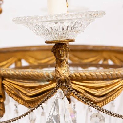 Lot 326 - Empire Style Gilt-Metal and Pressed Glass Six-Light Chandelier