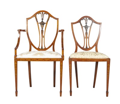 Lot 323 - Set of Four Edwardian Painted Satinwood Chairs