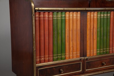 Lot 318 - English Brass-Bound Faux Book Two-Door Cabinet