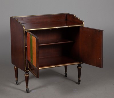Lot 318 - English Brass-Bound Faux Book Two-Door Cabinet