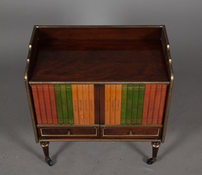 Lot 318 - English Brass-Bound Faux Book Two-Door Cabinet