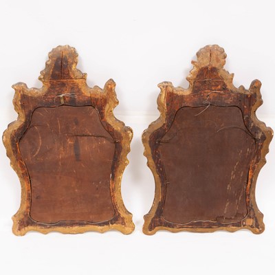 Lot 294 - Two Similar Venetian Yellow and Green Painted Etched Glass Mirrors
