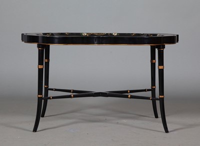 Lot 335 - Painted Tole Tray on Faux Bamboo Stand