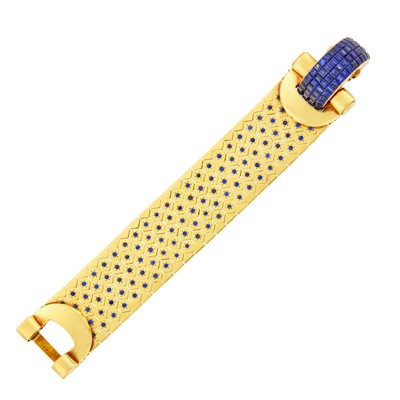 Lot 214 - Van Cleef & Arpels Gold, Mystery-Set Sapphire and Sapphire 'Ludo Hexagone' Bracelet, France
