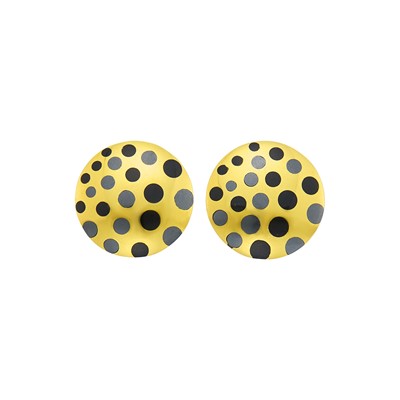 Lot 1013 - Angela Cummings Pair of Gold, Black Jade and Hematite 'Dots' Earclips