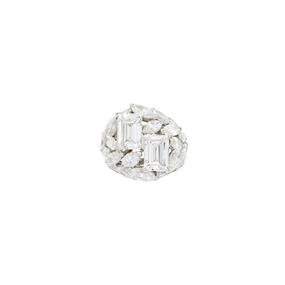 Lot 249 - Platinum and Diamond Bombé Ring