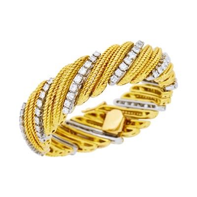 Lot 190 - Gold, Platinum and Diamond Bracelet