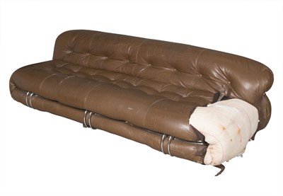 Lot 589 - Afra and Tobia Scarpa Chromed Steel and Leather Upholstered “Soriana” Sofa