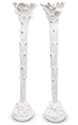 Lot 358 - Pair of Serge Roche Plaster Palm Tree Floor Lamps