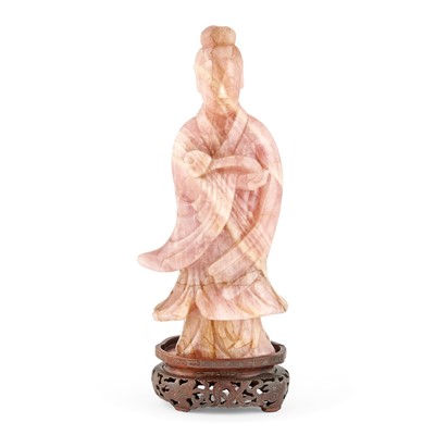 Lot 186 - A Chinese Rose Quartz Figure of Guanyin