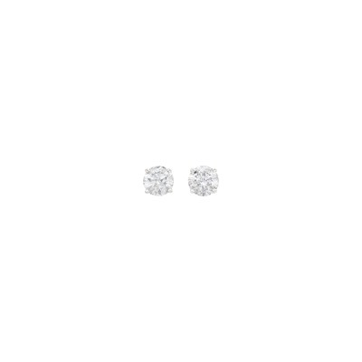 Lot 2216 - Pair of White Gold and Diamond Stud Earrings
