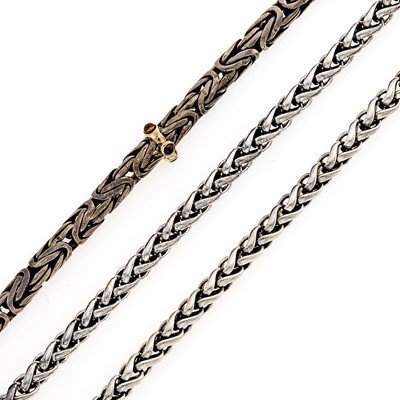 Lot 2014 - David Yurman Two Sterling Silver, Gold and Gem-Set Bracelets and Bracelet