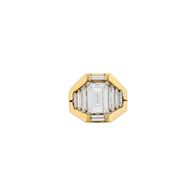Lot 161 - Platinum and Diamond Ring with Gold and Diamond Jacket