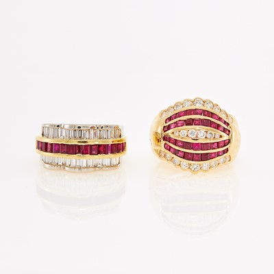 Lot 1228 - Two Gold, Ruby and Diamond Rings