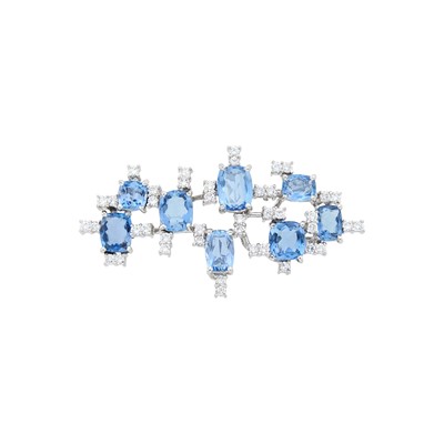 Lot 1114 - H. Stern White Gold, Aquamarine and Diamond Brooch