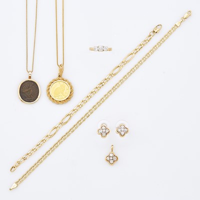 Lot 1248 - Group of Gold and Diamond Jewelry