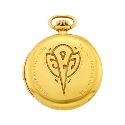 Lot 1072 - Patek Philippe Gold Open Face Minute Repeater Pocket Watch, Retailed by Maier & Berkele Inc.