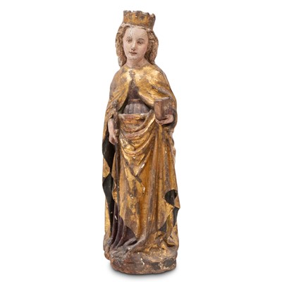 Lot 646 - South German Polychrome and Giltwood Figure of St. Catherine