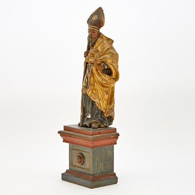 Lot 641 - Continental  Polychromed and Parcel-Gilt Carved Wood Figure of St. Nicholas