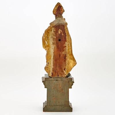 Lot 641 - Continental  Polychromed and Parcel-Gilt Carved Wood Figure of St. Nicholas