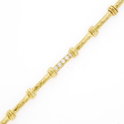 Lot 2063 - Henry Dunay Hammered Gold and Diamond Bracelet
