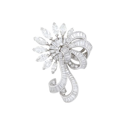 Lot 247 - Platinum and Diamond Pendant-Brooch