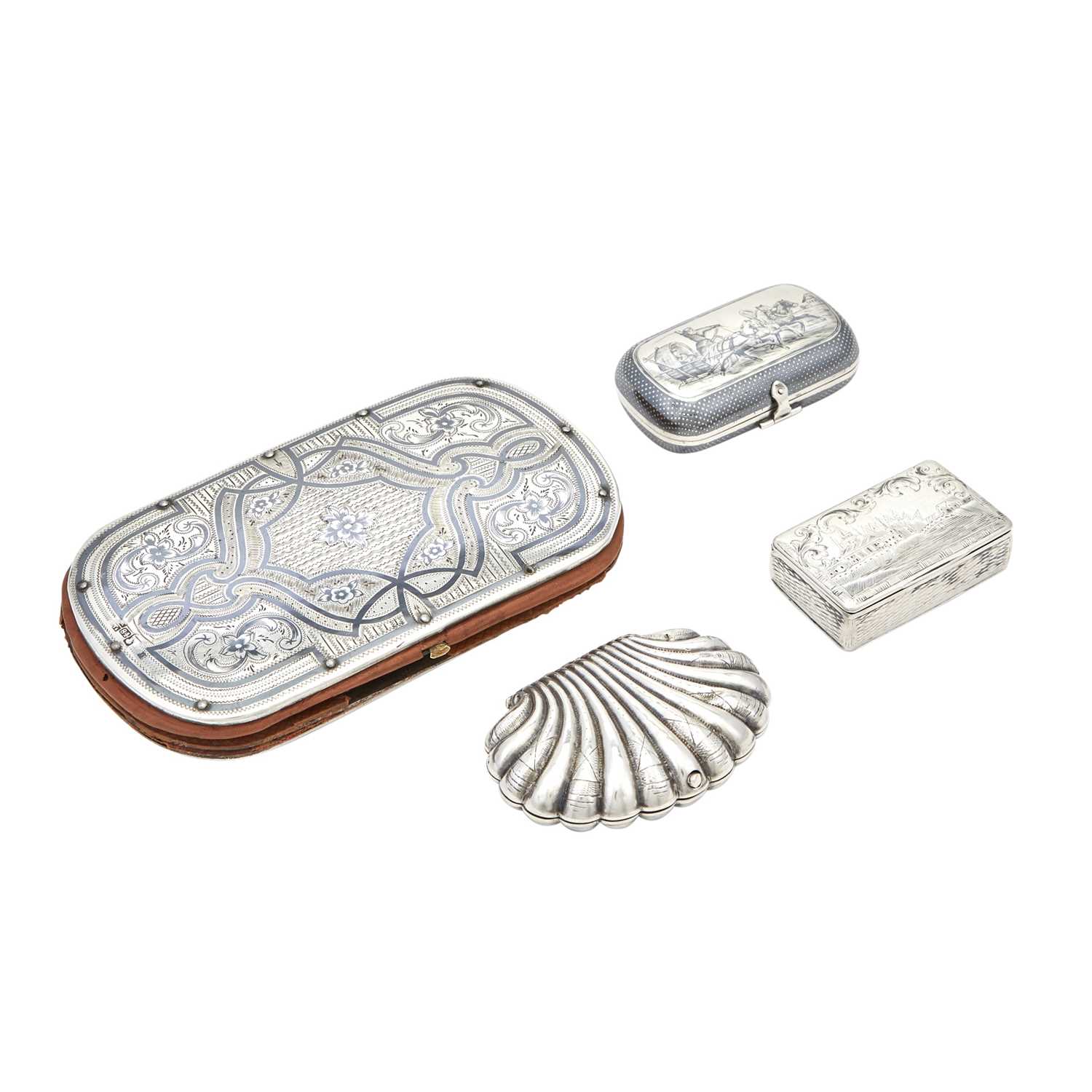Lot 21 - Group of Four Russian Silver and Niello Articles