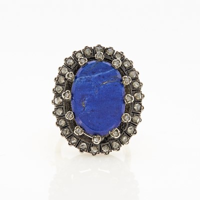 Lot 2131 - Gold, Silver, Lapis and Diamond Ring