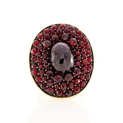 Lot 2132 - Gold and Garnet Ring