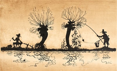 Lot 330 - Arthur Rackham's watercolors for the endpapers of The Compleat Angler