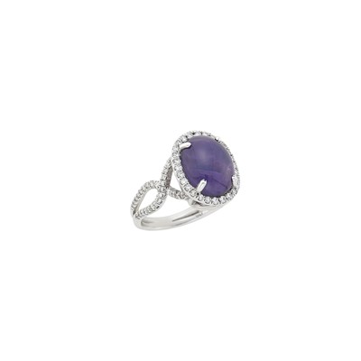 Lot 1166 - White Gold, Purple Star Sapphire and Diamond Ring