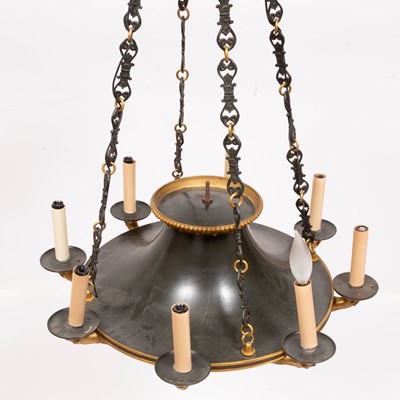 Lot 350 - Empire Style Gilt and Patinated Metal Three-Light Chandelier