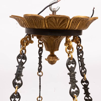 Lot 350 - Empire Style Gilt and Patinated Metal Three-Light Chandelier