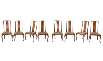 Lot 323 - Assembled Set of Eight Queen Anne Walnut Dining Chairs