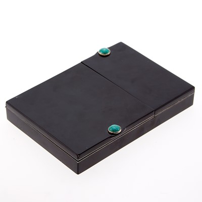 Lot 1260 - Cartier Paris Silver-Gilt, Black Enamel and Turquoise Vanity, France